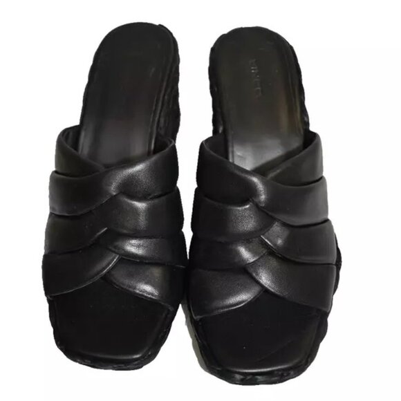 $350 VINCE Gilian Leather Wedge Sandal BLACK ESPADRILLES LEATHER 9.5 (MF12) - Picture 3 of 7